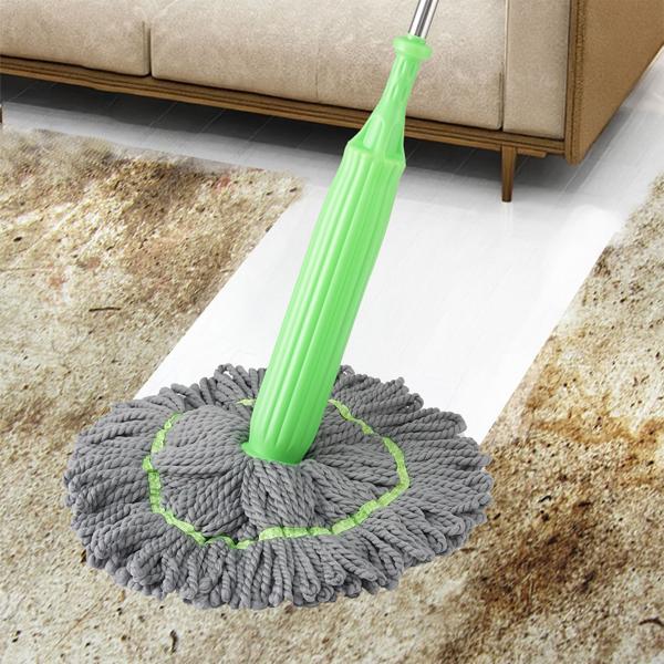 Wischmopp mit Auswringfunktion & Ersatzwischkopf – 360° drehbarer Mikrofaser-Wischmopp für streifenfreie Böden, 55cm Wischkopf