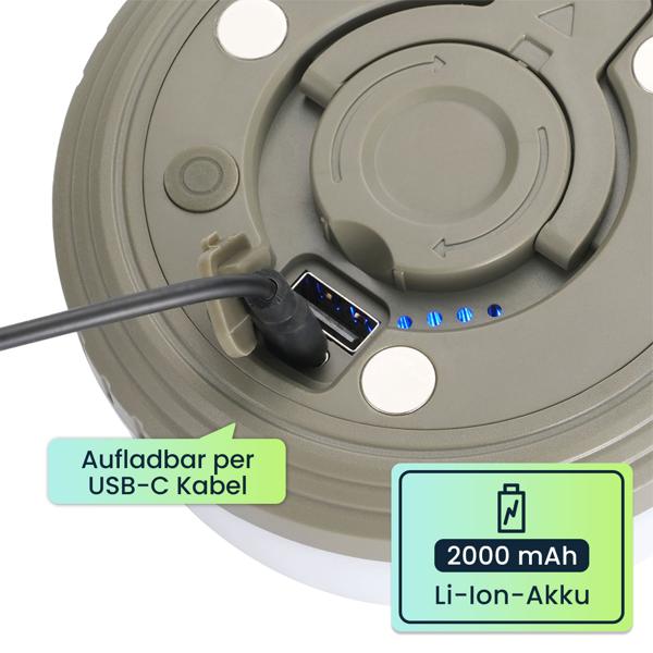 2in1 Campinglampe & Lichterkette 10m: Akku, 5 Lichtmodi, IPX4 – Ein flexibler Outdoor-Begleiter für perfekte Stimmung beim Camping & Zelten