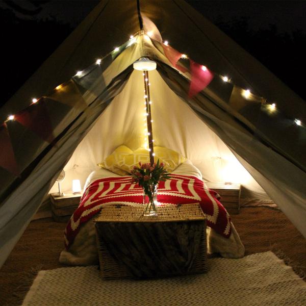 2in1 Campinglampe & Lichterkette 10m: Akku, 5 Lichtmodi, IPX4 – Ein flexibler Outdoor-Begleiter für perfekte Stimmung beim Camping & Zelten