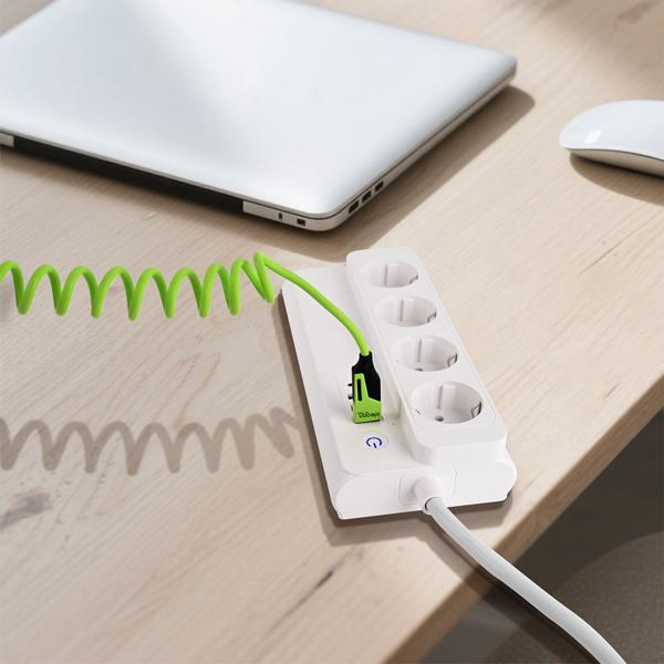 4er-Set 4in1 Spiralladekabel 65W, USB-C auf USB-C mit Adaptern für USB-A & Lightning - Multi Ladekabel für alle Smartphones und Laptops