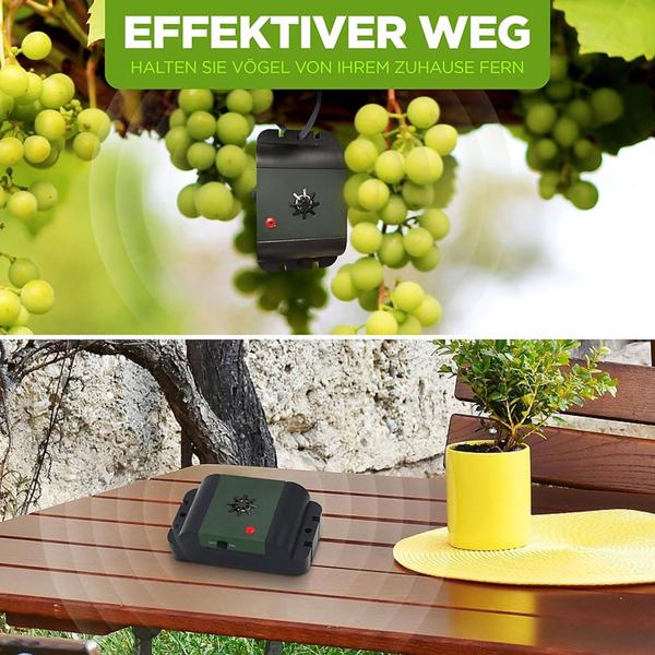 Mobiler Ultraschall Tauben- und Vogelvertreiber, 40m² - Effektive Abwehr, kabellos & wetterfest, für Garten, Balkon & Terrasse, tierfreundlich & sicher