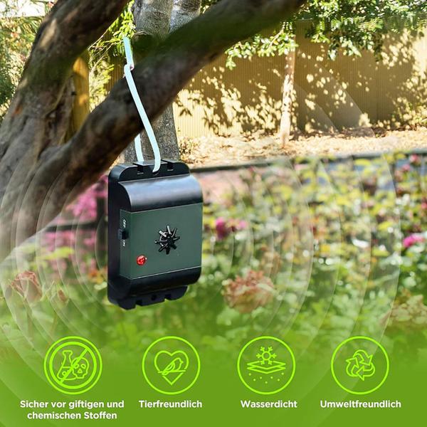 Mobiler Ultraschall Tauben- und Vogelvertreiber, 40m² - Effektive Abwehr, kabellos & wetterfest, für Garten, Balkon & Terrasse, tierfreundlich & sicher