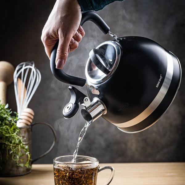 Klassischer Wasserkessel (1,8L, matt-schwarz) - Edelstahl, rostfrei & kratzfest - für alle Herdarten - Elegant + hochwertig