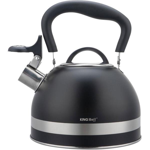 Klassischer Wasserkessel (1,8L, matt-schwarz) - Edelstahl, rostfrei & kratzfest - für alle Herdarten - Elegant + hochwertig