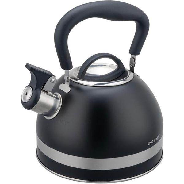 Klassischer Wasserkessel (1,8L, matt-schwarz) - Edelstahl, rostfrei & kratzfest - für alle Herdarten - Elegant + hochwertig