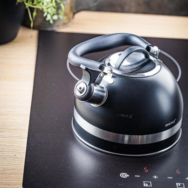 Klassischer Wasserkessel (1,8L, matt-schwarz) - Edelstahl, rostfrei & kratzfest - für alle Herdarten - Elegant + hochwertig