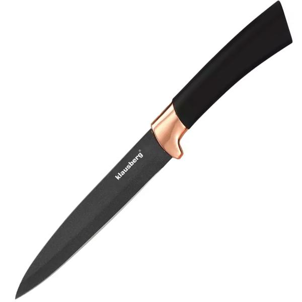Design-Messerset mit antihaftbeschichteten Klingen, 5-tlg., mit Messerblock, schwarz-roségold. Präzise Schnitte, edles Farbdesign für stilvolle Küchen