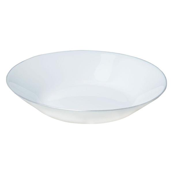 Edles 18-tlg. Geschirr-Set (Opal-weiss, Silberrand) - aus Glas - 6x Speise-, Suppen-, Dessertteller - Zeitlos, hochwertig, stilvoll