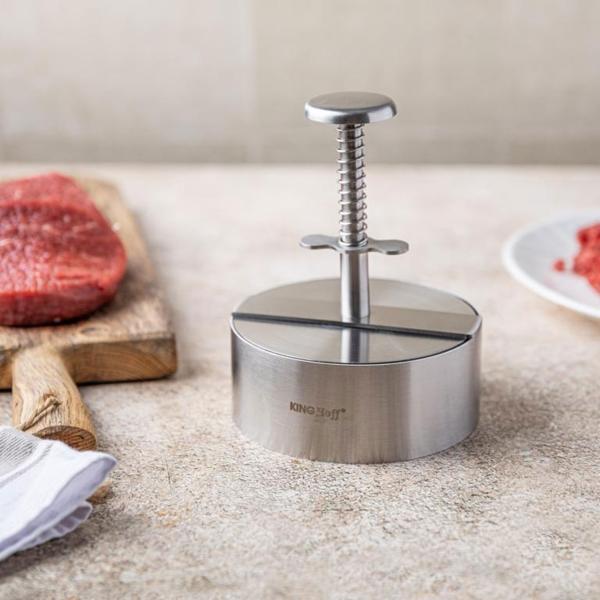 Edelstahl Hamburgerpresse (Profi, Ø 11,4 cm): Burger-Former für Grill & BBQ - Gleichmässige Patties, einfache Reinigung