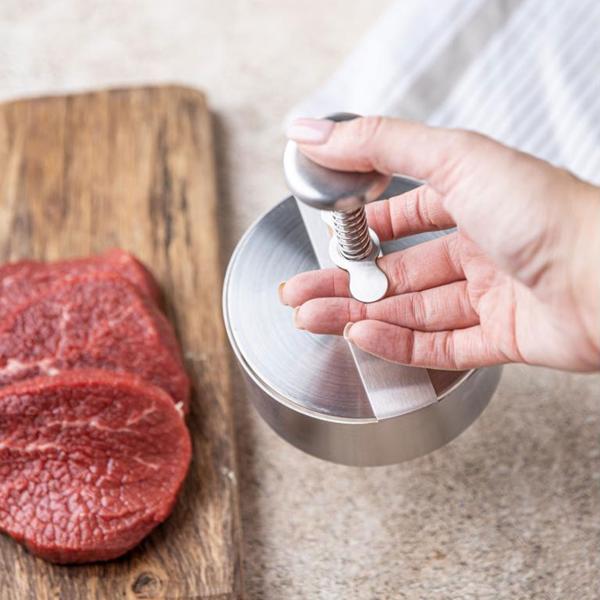 Edelstahl Hamburgerpresse (Profi, Ø 11,4 cm): Burger-Former für Grill & BBQ - Gleichmässige Patties, einfache Reinigung