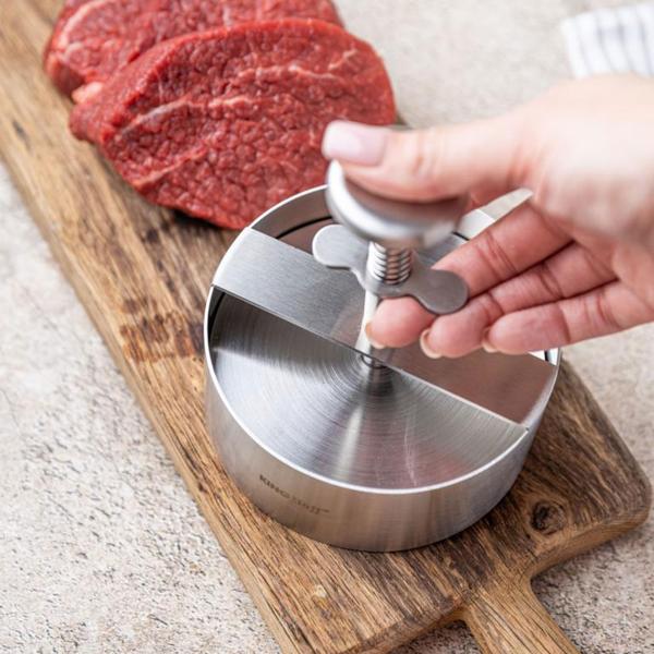 Edelstahl Hamburgerpresse (Profi, Ø 11,4 cm): Burger-Former für Grill & BBQ - Gleichmässige Patties, einfache Reinigung