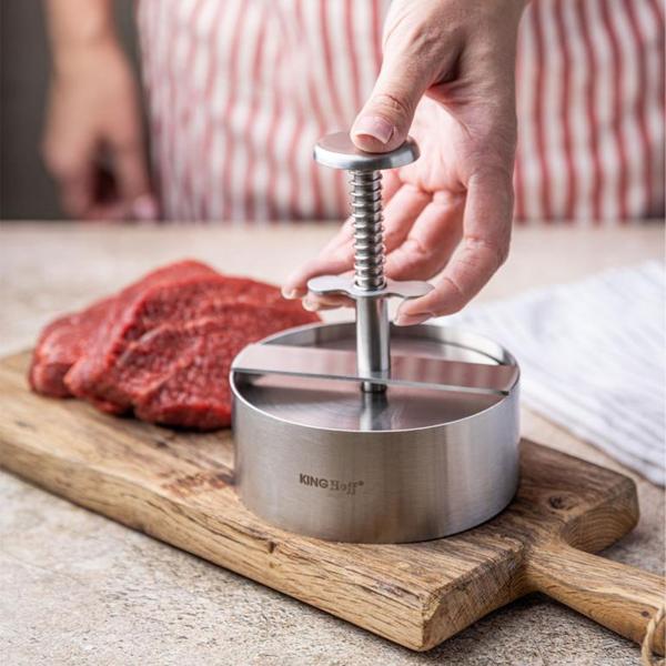 Edelstahl Hamburgerpresse (Profi, Ø 11,4 cm): Burger-Former für Grill & BBQ - Gleichmässige Patties, einfache Reinigung