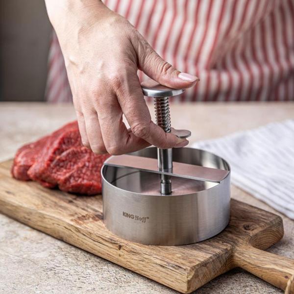 Edelstahl Hamburgerpresse (Profi, Ø 11,4 cm): Burger-Former für Grill & BBQ - Gleichmässige Patties, einfache Reinigung