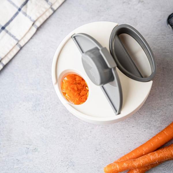 Seilzug-Multi-Zerkleinerer, 400 ml, weiss-grau, Zwiebelschneider für müheloses Zerkleinern von Gemüse, Kräutern & Nüssen