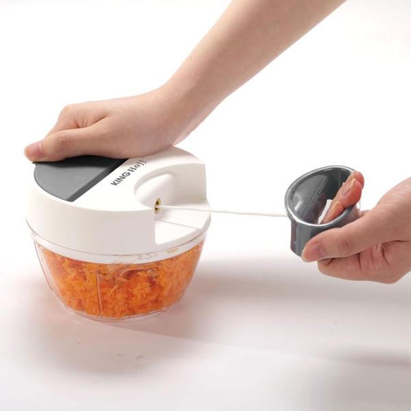 Seilzug-Multi-Zerkleinerer, 400 ml, weiss-grau, Zwiebelschneider für müheloses Zerkleinern von Gemüse, Kräutern & Nüssen