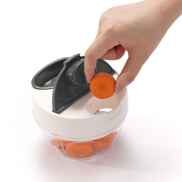 Seilzug-Multi-Zerkleinerer, 400 ml, weiss-grau, Zwiebelschneider für müheloses Zerkleinern von Gemüse, Kräutern & Nüssen