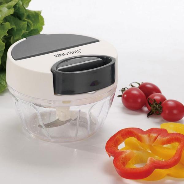 Seilzug-Multi-Zerkleinerer, 400 ml, weiss-grau, Zwiebelschneider für müheloses Zerkleinern von Gemüse, Kräutern & Nüssen