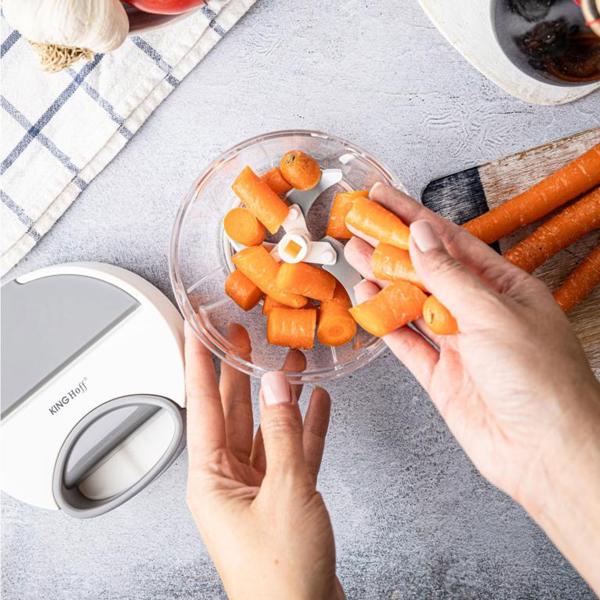 Seilzug-Multi-Zerkleinerer, 400 ml, weiss-grau, Zwiebelschneider für müheloses Zerkleinern von Gemüse, Kräutern & Nüssen