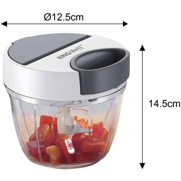 Seilzug-Multi-Zerkleinerer, 900 ml, weiss-grau, Zwiebelschneider für müheloses Zerkleinern von Gemüse, Kräutern & Nüssen