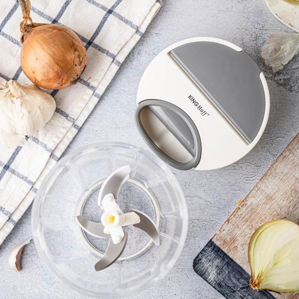 Seilzug-Multi-Zerkleinerer, 900 ml, weiss-grau, Zwiebelschneider für müheloses Zerkleinern von Gemüse, Kräutern & Nüssen