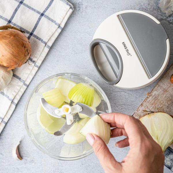 Seilzug-Multi-Zerkleinerer, 900 ml, weiss-grau, Zwiebelschneider für müheloses Zerkleinern von Gemüse, Kräutern & Nüssen