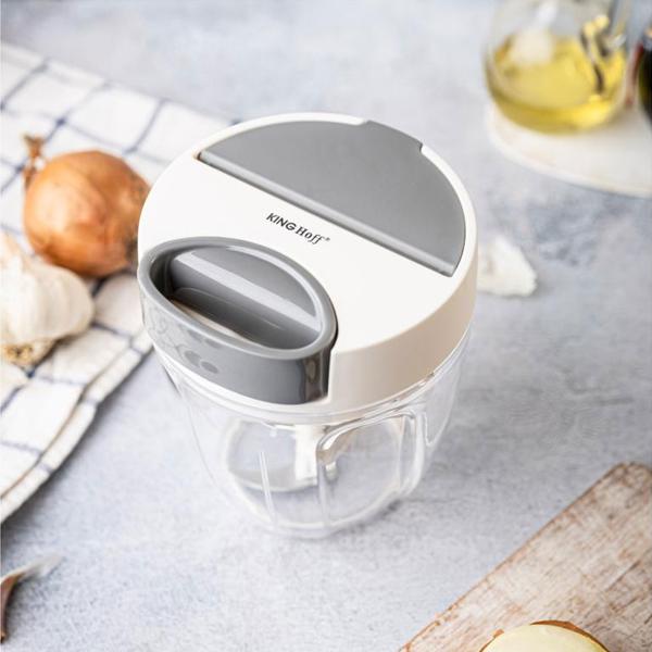 Seilzug-Multi-Zerkleinerer, 900 ml, weiss-grau, Zwiebelschneider für müheloses Zerkleinern von Gemüse, Kräutern & Nüssen