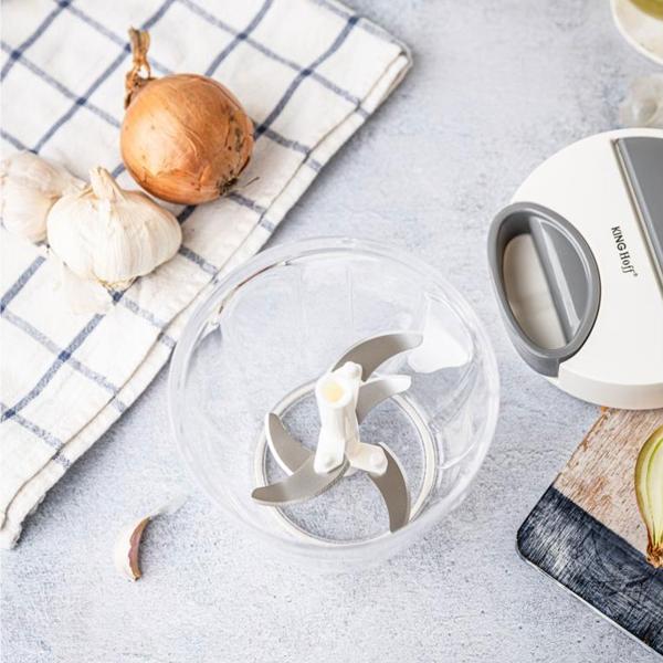 Seilzug-Multi-Zerkleinerer, 900 ml, weiss-grau, Zwiebelschneider für müheloses Zerkleinern von Gemüse, Kräutern & Nüssen