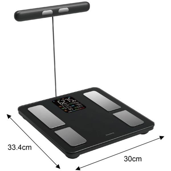 Profi Personenwaage mit Handsensoren & digitalem Farbdisplay, schwarz: umfangreiche Körperanalyse für Gesundheit & Fitness, präzise Messungen
