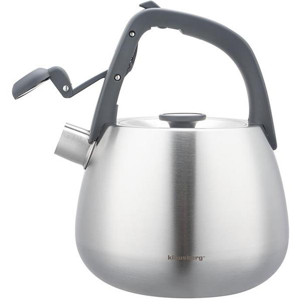 Klassischer Edelstahl-Wasserkessel mit schwarzen Griffen, 2,5 l, für alle Herdarten inklusive Induktion, hochwertig & elegant