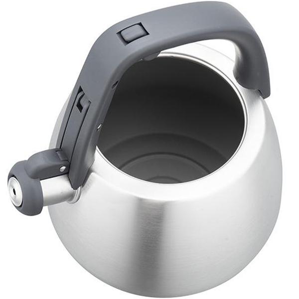 Klassischer Edelstahl-Wasserkessel mit schwarzen Griffen, 2,5 l, für alle Herdarten inklusive Induktion, hochwertig & elegant