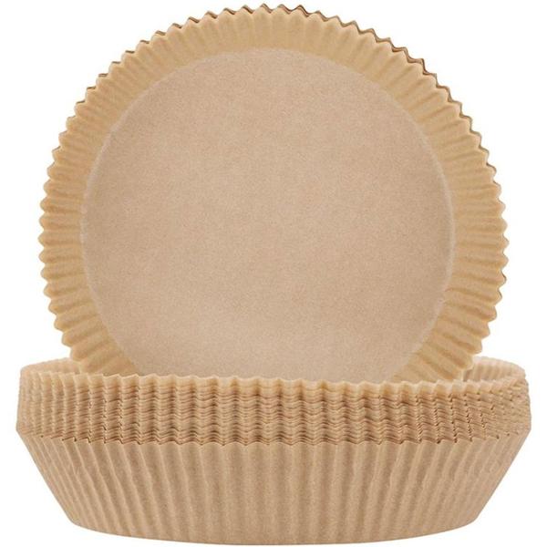 Verstärkte Backpapier-Einlagen für Heissluftfritteusen, 100Stck,  Ø 20 cm, antihaft, hitzebeständig & passgenau, für sauberes & einfaches Frittieren