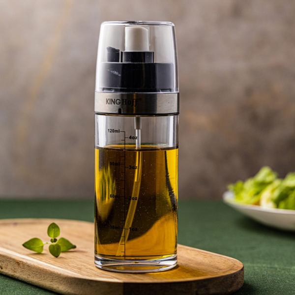 Präzise 2-in-1 Sprühflasche für Öl und Essig 150ml, für Küche & BBQ – Feine Zerstäubung oder gleichmässiges Auftragen, Edelstahl und Glas