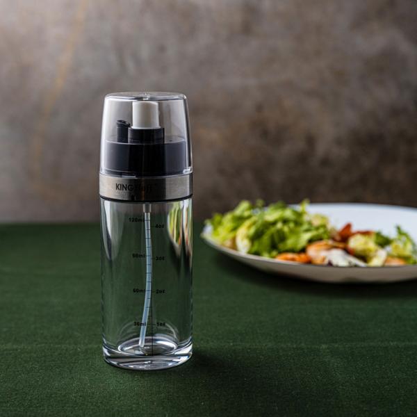 Präzise 2-in-1 Sprühflasche für Öl und Essig 150ml, für Küche & BBQ – Feine Zerstäubung oder gleichmässiges Auftragen, Edelstahl und Glas