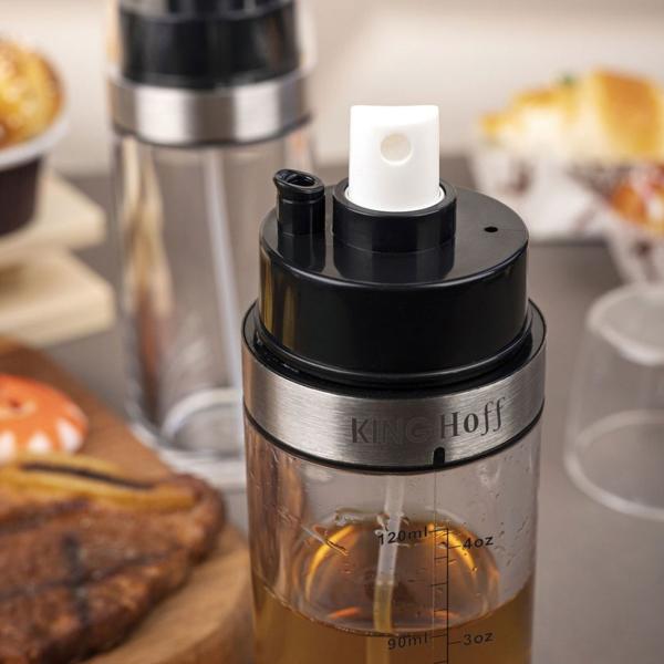 Präzise 2-in-1 Sprühflasche für Öl und Essig 150ml, für Küche & BBQ – Feine Zerstäubung oder gleichmässiges Auftragen, Edelstahl und Glas