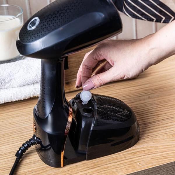 Tragbarer 1500 Watt Dampfglätter, schwarz-roségold: 400 ml Tank, für schnelles Glätten und ein perfekt faltenfreies Aussehen