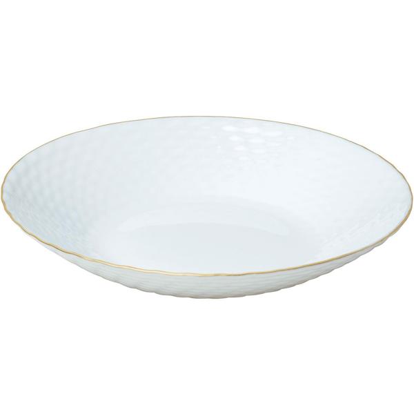 Edles 18-teiliges Geschirr-Set aus Glas opal-weiss mit Goldrand - für 6 Personen - spülmaschinen- & mikrowellengeeignet - hochwertig & zeitlos