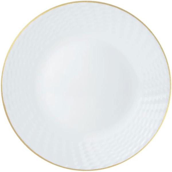 Edles 18-teiliges Geschirr-Set aus Glas opal-weiss mit Goldrand - für 6 Personen - spülmaschinen- & mikrowellengeeignet - hochwertig & zeitlos