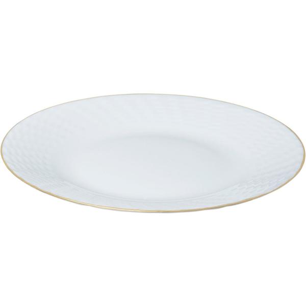 Edles 18-teiliges Geschirr-Set aus Glas opal-weiss mit Goldrand - für 6 Personen - spülmaschinen- & mikrowellengeeignet - hochwertig & zeitlos