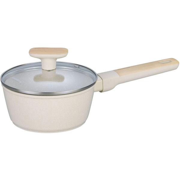 Hochwertiges Design Kochset m. marmorierter Antihaftbeschichtung, inkl. Untersetzer, Glasdeckel, Soft Touch Griffe, 12-teilig, beige