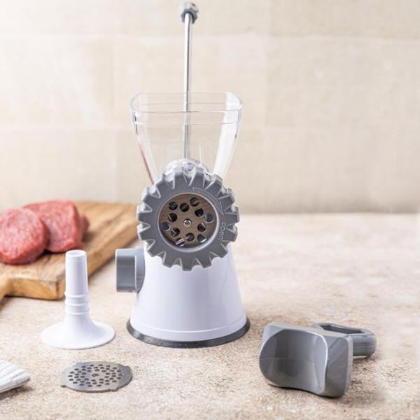 Manueller Fleischwolf mit Wurstfüller: Für Hackfleisch, Wurst & mehr, handbetrieben, langlebig & praktisch