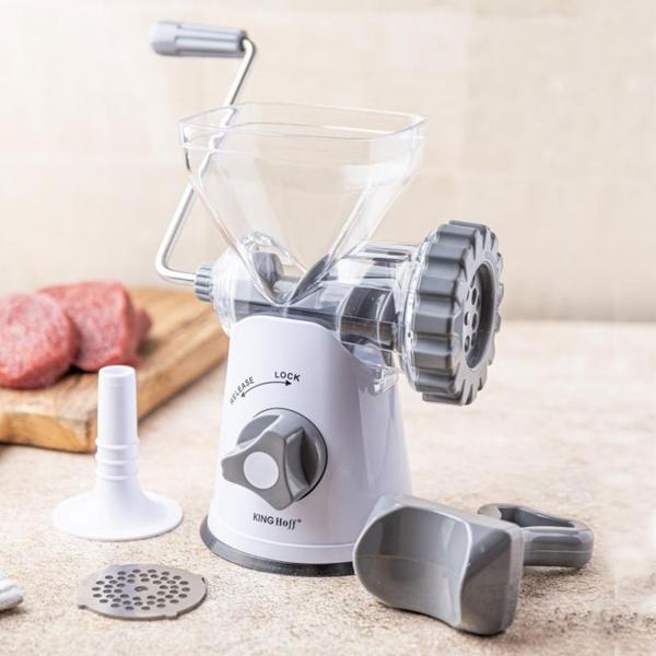 Manueller Fleischwolf mit Wurstfüller: Für Hackfleisch, Wurst & mehr, handbetrieben, langlebig & praktisch