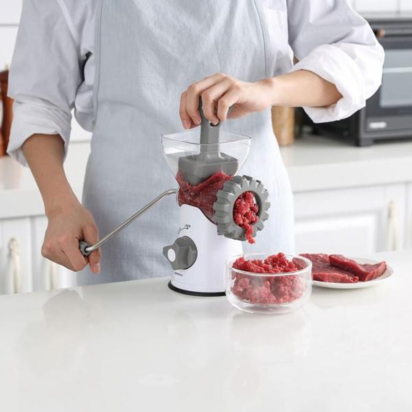 Manueller Fleischwolf mit Wurstfüller: Für Hackfleisch, Wurst & mehr, handbetrieben, langlebig & praktisch