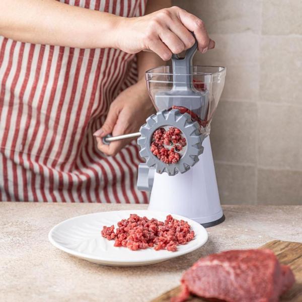 Manueller Fleischwolf mit Wurstfüller: Für Hackfleisch, Wurst & mehr, handbetrieben, langlebig & praktisch