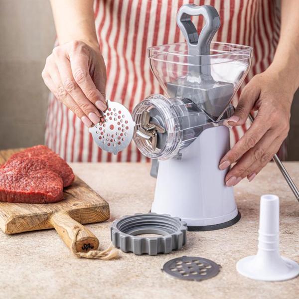 Manueller Fleischwolf mit Wurstfüller: Für Hackfleisch, Wurst & mehr, handbetrieben, langlebig & praktisch