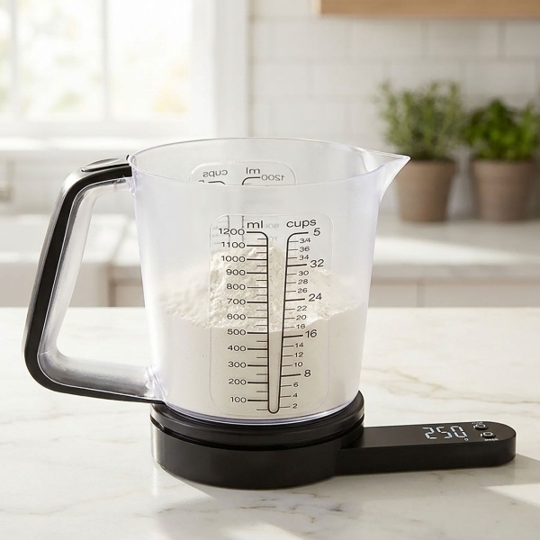 Digitale 2in1 Küchenwaage mit Messbecher, 1,5L: Wiegen & Messen in einem, präzise & einfach zu reinigen, für Backen, Kochen & Genuss