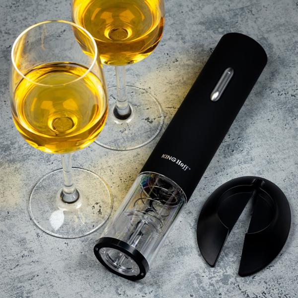 Elektrischer Weinflaschenöffner, schwarz, inkl. Folienmesser, Mühelos Weinflaschen öffnen, stilvolles Design