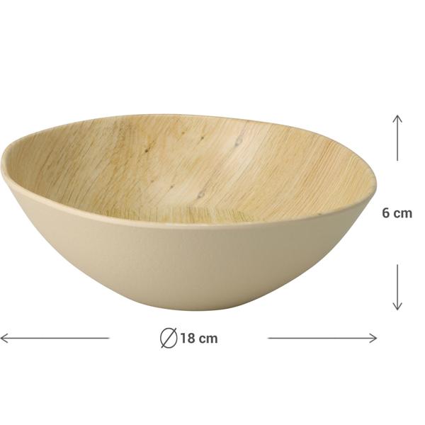 4er-Set Bruchfeste Melamin-Schale in Holzoptik-Design, 18 x 6 cm - Leichte Schale für Snacks, Obst, Müsli, Salat u.v.m. Für Camping, Picknick & Alltag