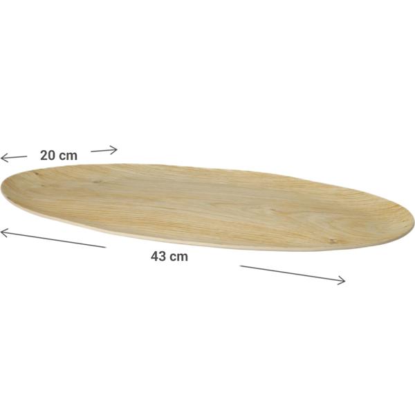 2er-Set Ovale Servierplatte aus Melamin in Holzoptik-Design, 43 x 20 x 1,6 cm – Perfekt für Camping, Picknick und Zuhause – bruchfest, robust und leicht