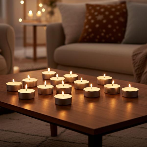 30 Teelichter im Sparpack: Lange Brenndauer, russarm & gleichmässig, ideal für Teelichthalter, Rechaud, Duftlampen & Dekoration