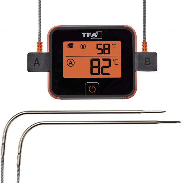 Smartes Grill- & Bratenthermometer mit 2 Temperatur-Sonden, bis +246 °C, für BBQ, Grill, Smoker, Backofen